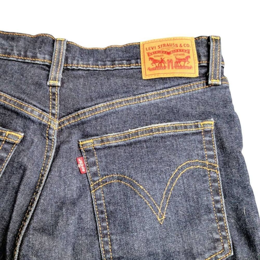 Levi's Ribcage Straight Ankle Buttonfly Ripped Torn Distressed Denim Blue Jeans - Picture 6 of 12